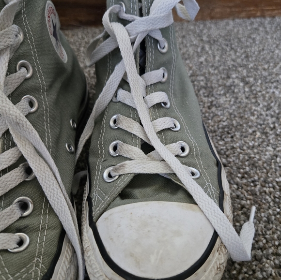 Women's Converse All Star Olive Green High Top Lace Up Sneaker Shoes size 10 - Picture 4 of 8